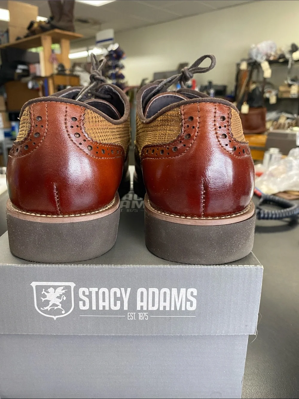Stacy Adams Brown and Tan Wingtip Oxford Dress Shoes